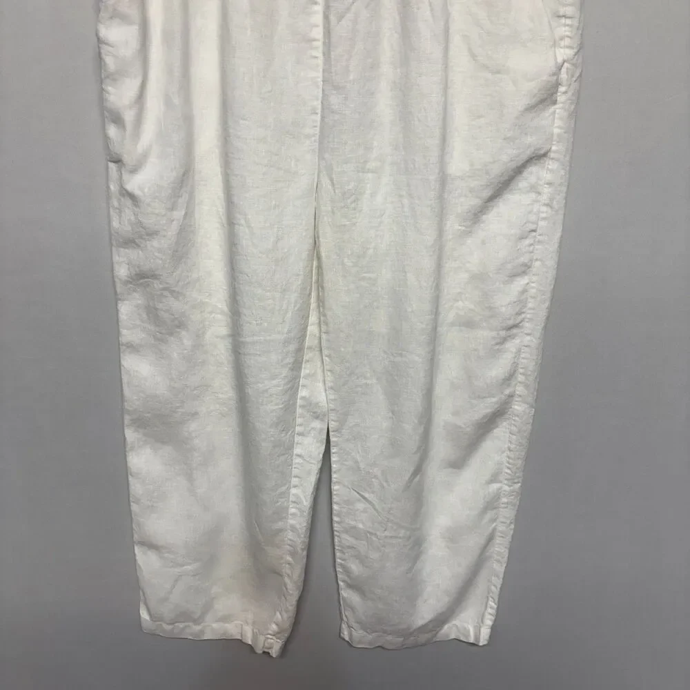 Quince Women 100% European Linen Pants Size Large White SP25 C134 -30
